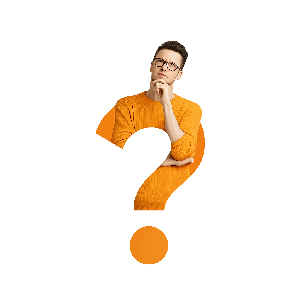 Person thinking image like a question mark